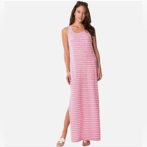 Sail To Sable STS Jetting To Jetties Pink Stripe Sleeveless Maxi Dress Medium